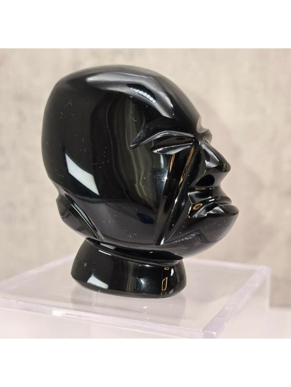 Gold Sheen Obsidian Hand-Carved Tribal Figurine With Metallic Shimmer JH5002